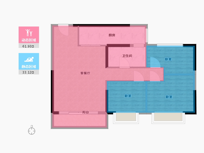 宁夏回族自治区-银川市-恒大城市小镇･珺睿府-86.00-户型库-动静分区