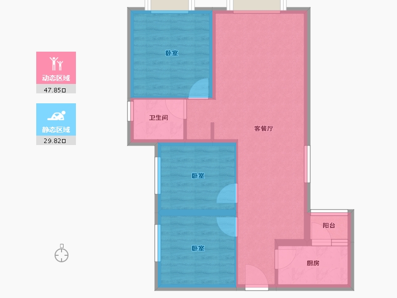 新疆维吾尔自治区-乌鲁木齐市-英伦国际-69.12-户型库-动静分区