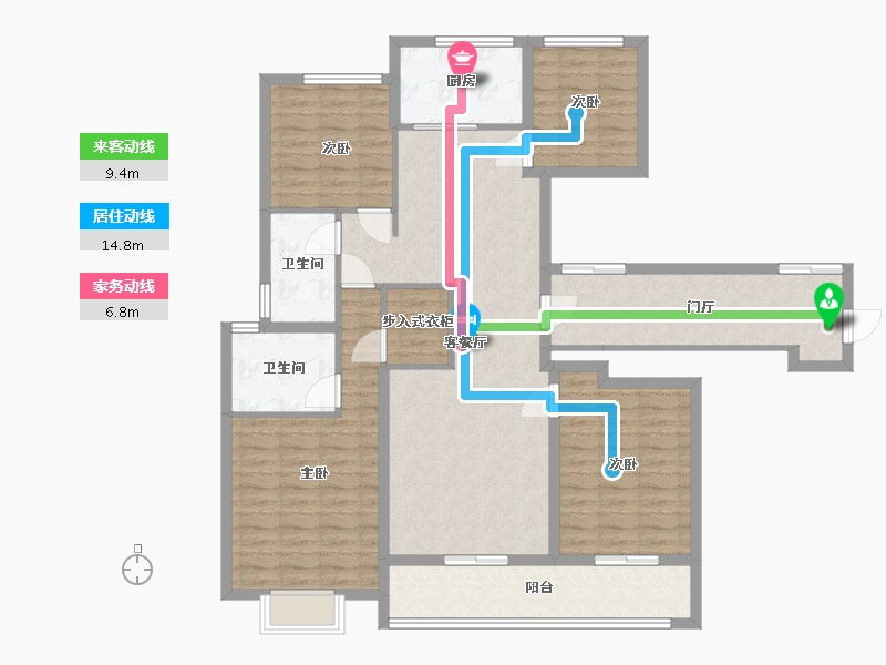 江苏省-南通市-金色家园-126.00-户型库-动静线