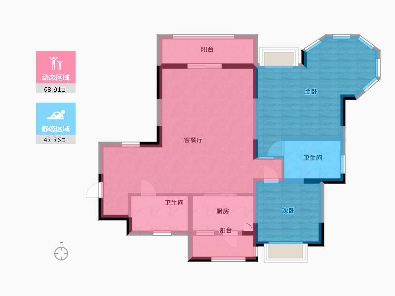 江苏省-淮安市-御景天成花苑-100.65-户型库-动静分区