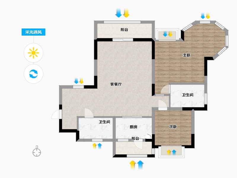 江苏省-淮安市-御景天成花苑-100.65-户型库-采光通风