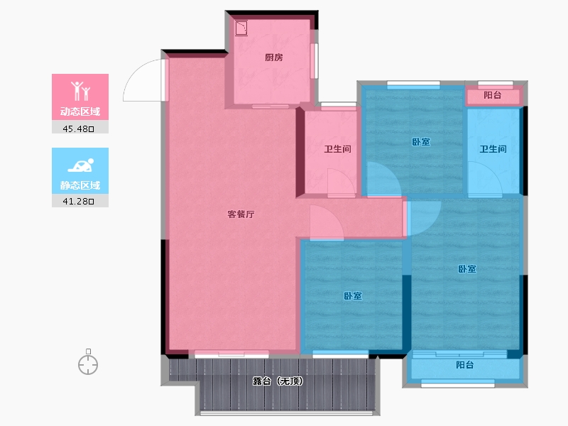 江苏省-苏州市-文锦云庭-86.00-户型库-动静分区