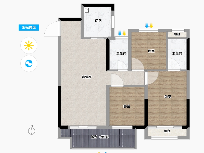 江苏省-苏州市-文锦云庭-86.00-户型库-采光通风