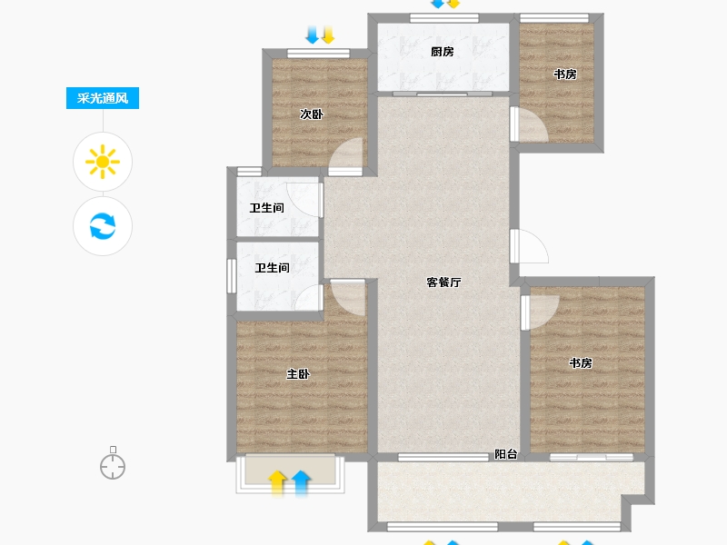 江苏省-徐州市-睢宁东城名郡-106.01-户型库-采光通风