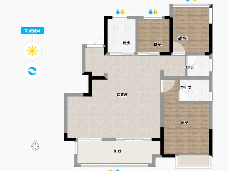 安徽省-合肥市-荣盛山湖樾-101.00-户型库-采光通风