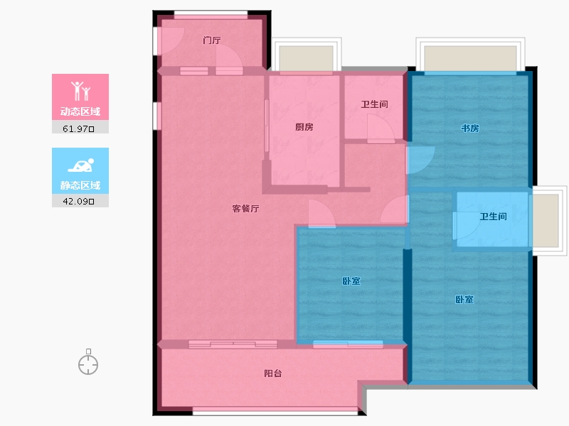 浙江省-杭州市-杭州湾世纪城-93.72-户型库-动静分区