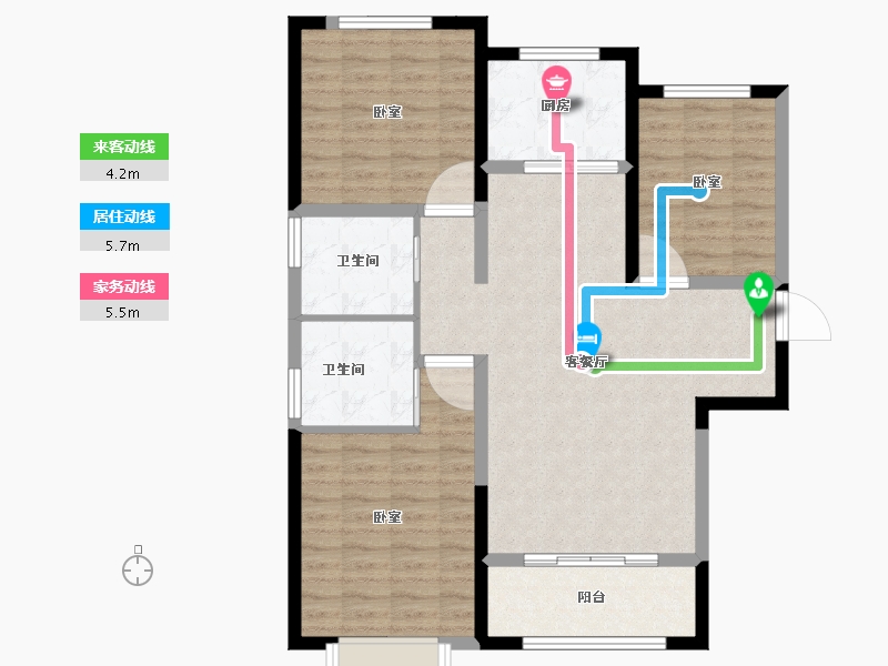 陕西省-渭南市-白水汇邦中央公馆-95.73-户型库-动静线