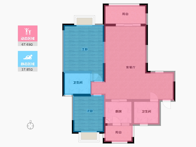 江苏省-淮安市-御景天成花苑-94.16-户型库-动静分区