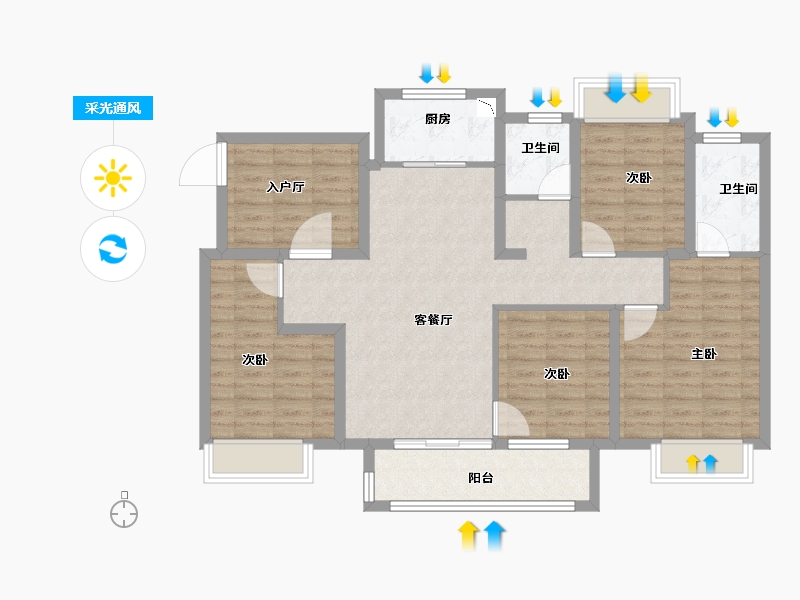 江苏省-苏州市-华侨城翡翠天域-102.00-户型库-采光通风