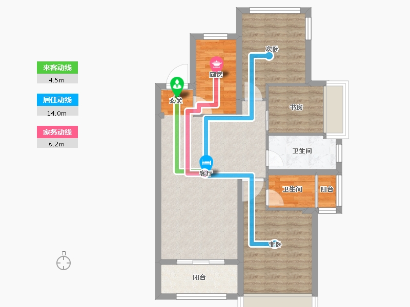 浙江省-杭州市-旭辉滨江东方悦府-73.02-户型库-动静线