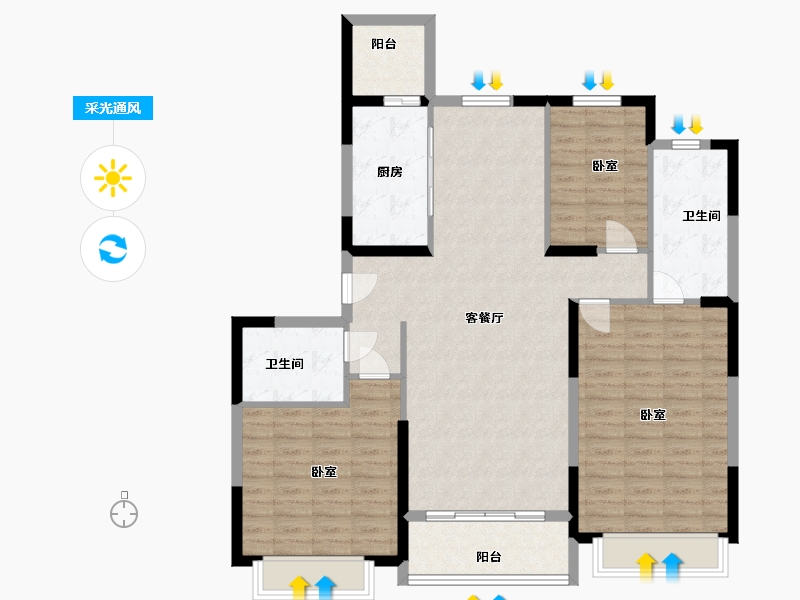 宁夏回族自治区-银川市-恒大城市小镇･珺睿府-112.00-户型库-采光通风