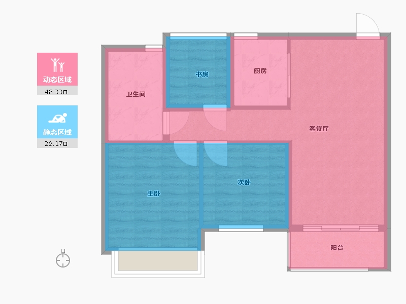 浙江省-温州市-华盟华瑞府-69.81-户型库-动静分区