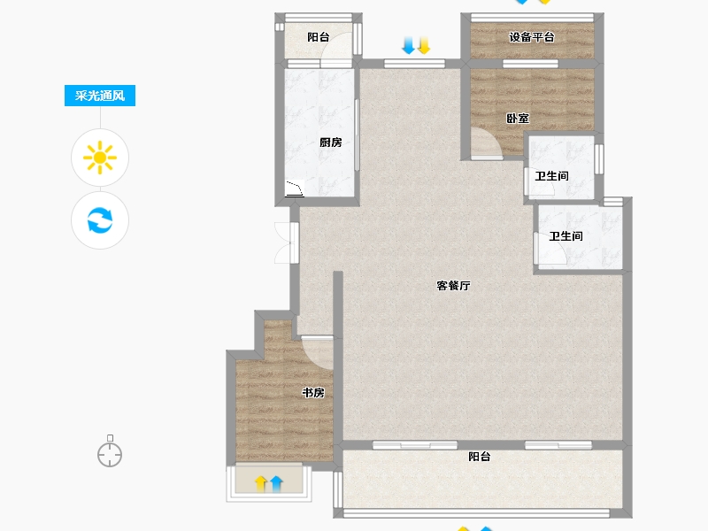 安徽省-合肥市-城建琥珀东华府-110.00-户型库-采光通风