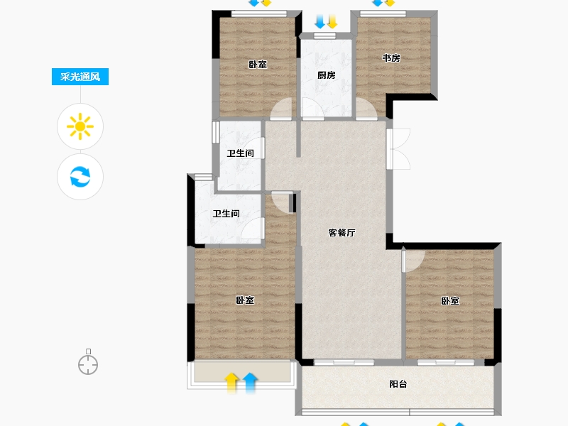 浙江省-金华市-明都星耀城-106.96-户型库-采光通风