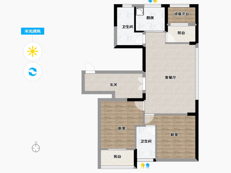 浙江省-湖州市-德信大家·时代公馆-83.88-户型库-采光通风