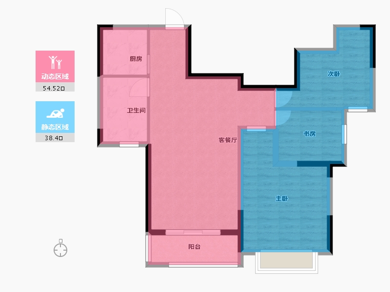 江苏省-淮安市-四季江南-83.20-户型库-动静分区