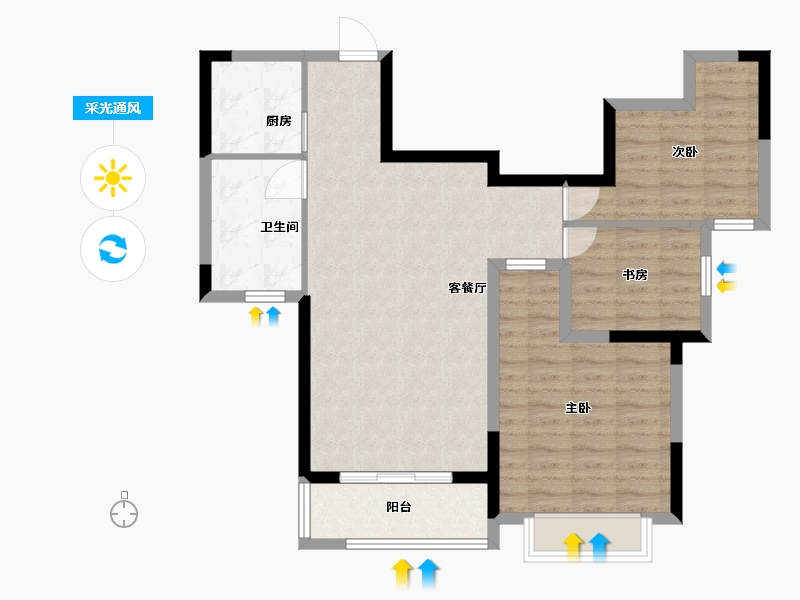 江苏省-淮安市-四季江南-83.20-户型库-采光通风