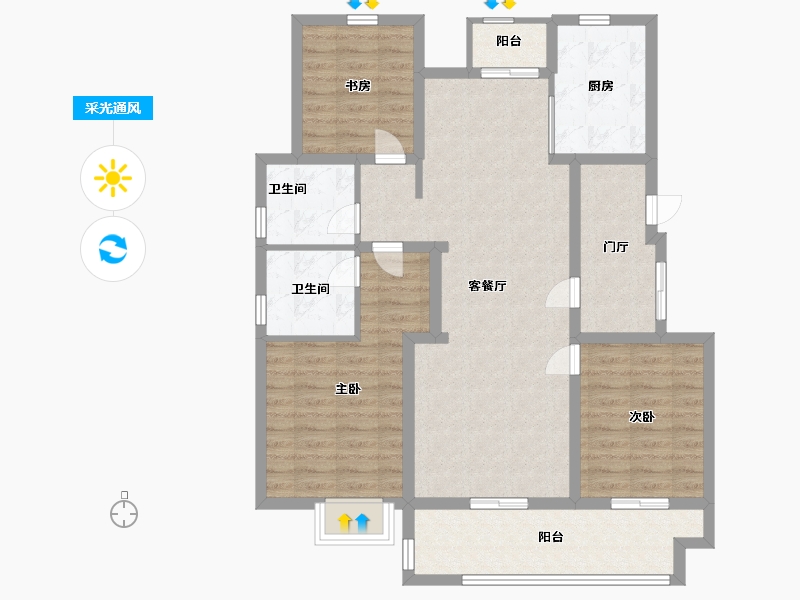 江苏省-南通市-美豪澜庭-102.00-户型库-采光通风