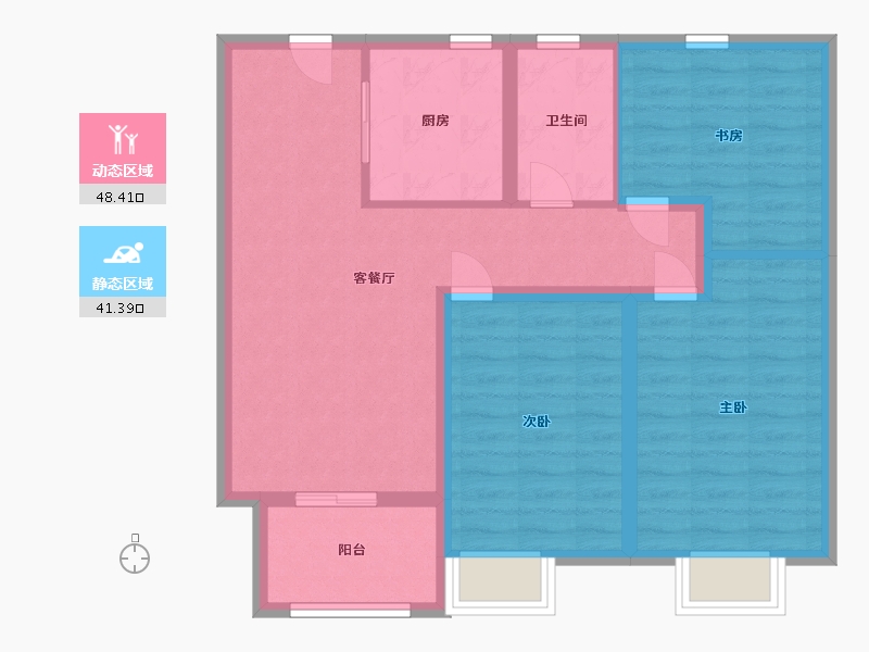 江苏省-南通市-美豪澜庭-80.00-户型库-动静分区