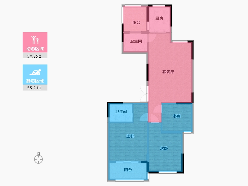 江苏省-淮安市-湖畔首府-94.90-户型库-动静分区