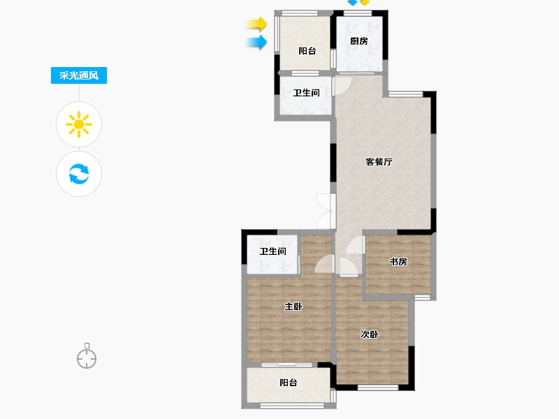 江苏省-淮安市-湖畔首府-94.90-户型库-采光通风