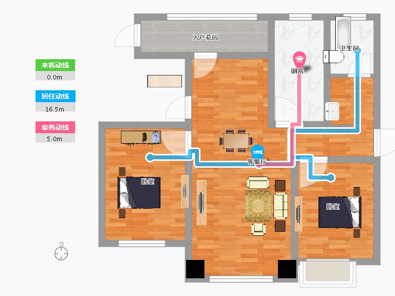 江苏省-扬州市-光明·朗悦华府-74.00-户型库-动静线