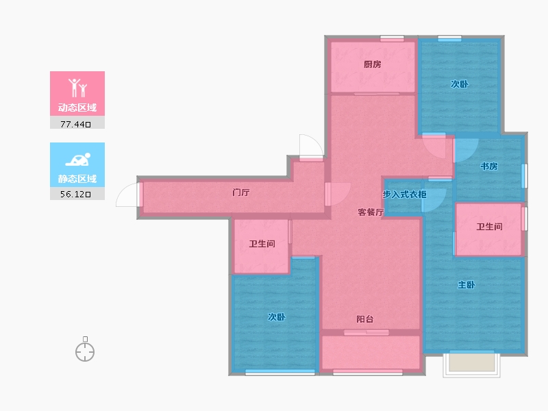 江苏省-南通市-金色家园-119.00-户型库-动静分区