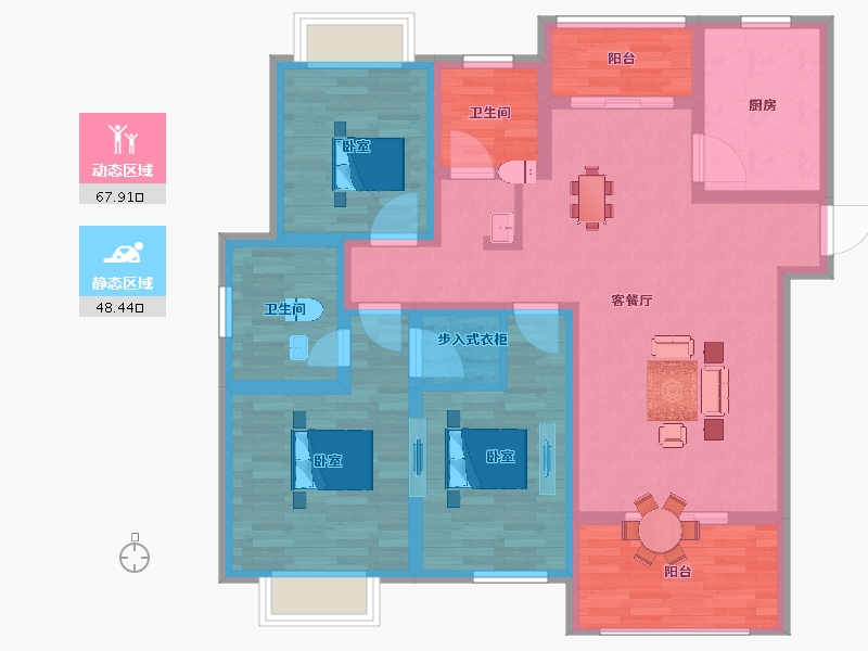 江苏省-扬州市-佳源桂府-103.00-户型库-动静分区