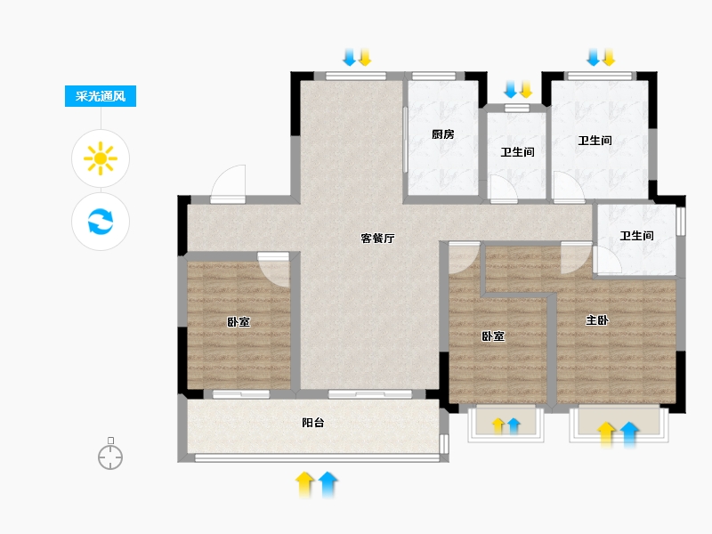 安徽省-阜阳市-融创城-114.28-户型库-采光通风