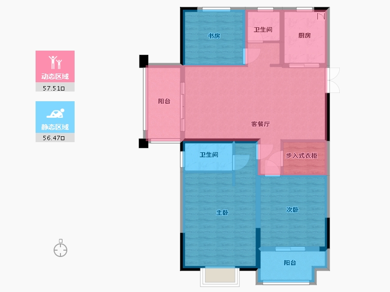 江苏省-淮安市-香格里拉公馆-102.40-户型库-动静分区