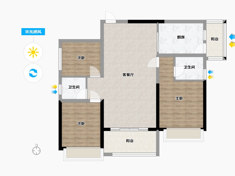 甘肃省-天水市-恒通御园-97.00-户型库-采光通风