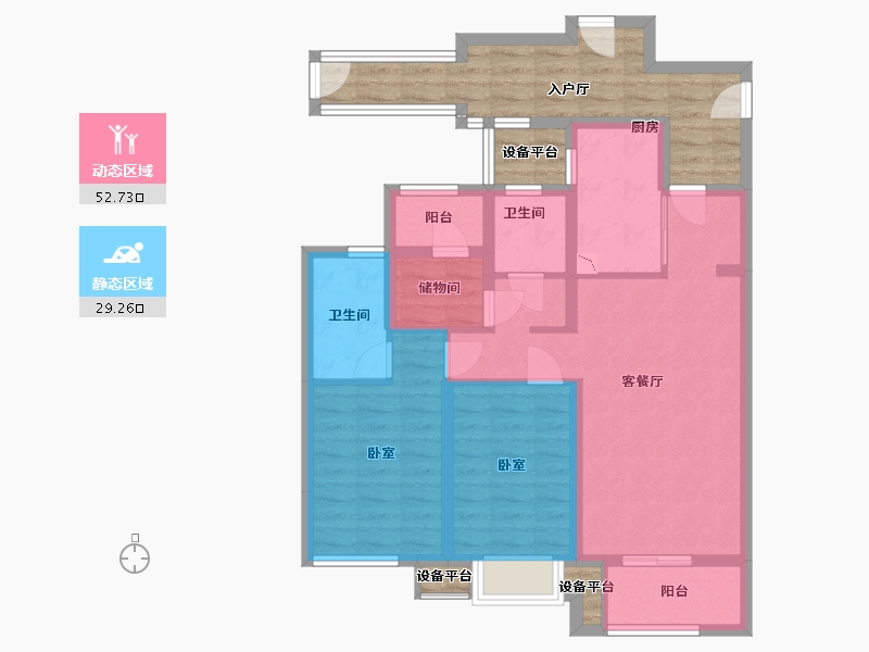 浙江省-宁波市-万科未来广场-89.61-户型库-动静分区