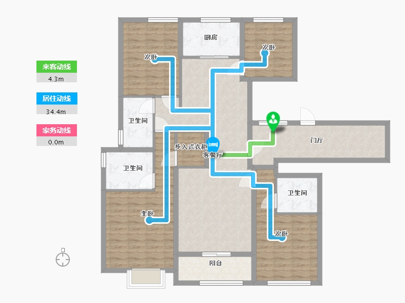 江苏省-南通市-金色家园-130.00-户型库-动静线