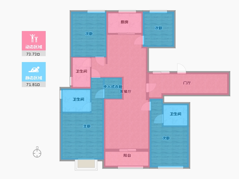 江苏省-南通市-金色家园-130.00-户型库-动静分区