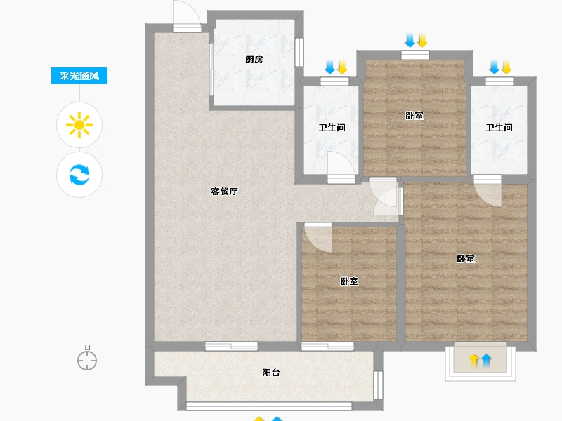 浙江省-嘉兴市-光和城-87.00-户型库-采光通风