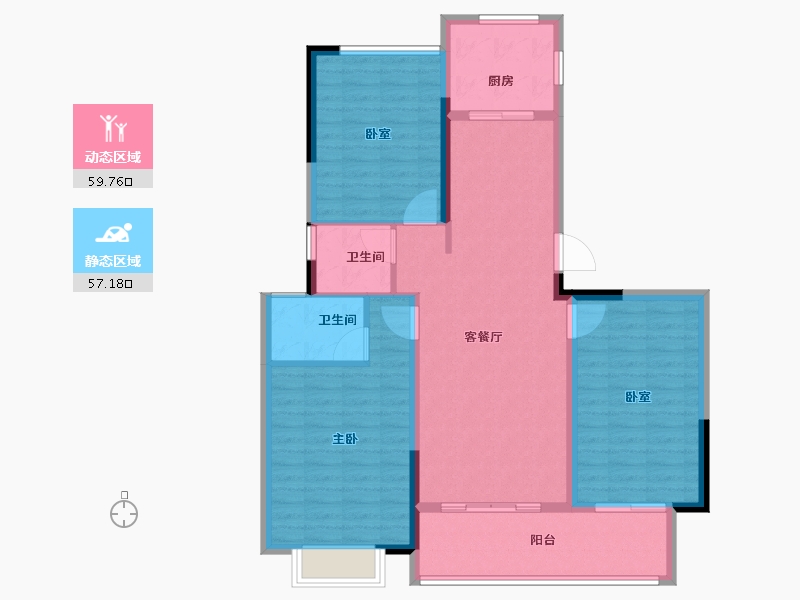 江苏省-泰州市-西子湖畔居-106.00-户型库-动静分区