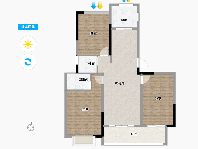 江苏省-泰州市-西子湖畔居-106.00-户型库-采光通风