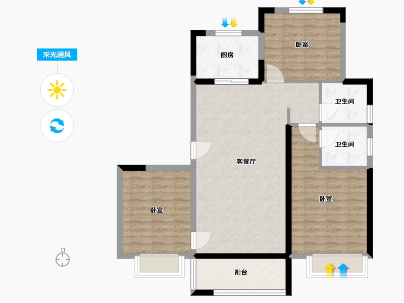 浙江省-宁波市-中传首府-86.92-户型库-采光通风