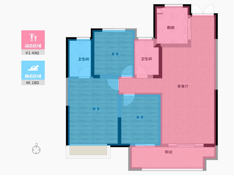 江苏省-宿迁市-吾悦广场（吾悦华府）-96.00-户型库-动静分区