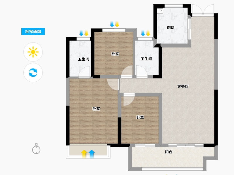 江苏省-宿迁市-吾悦广场（吾悦华府）-96.00-户型库-采光通风