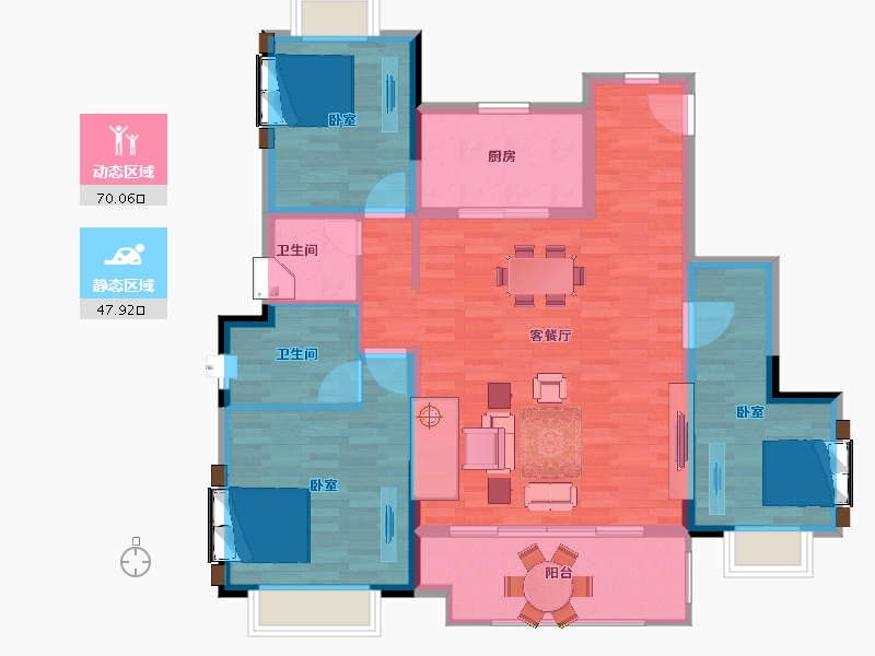 安徽省-马鞍山市-新城璟玥-107.00-户型库-动静分区