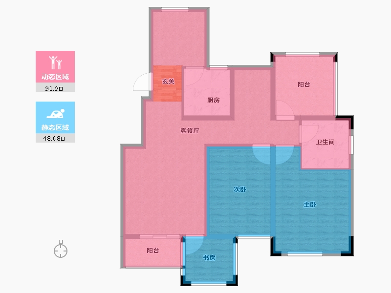 江苏省-无锡市-华宇观澜华府-126.00-户型库-动静分区