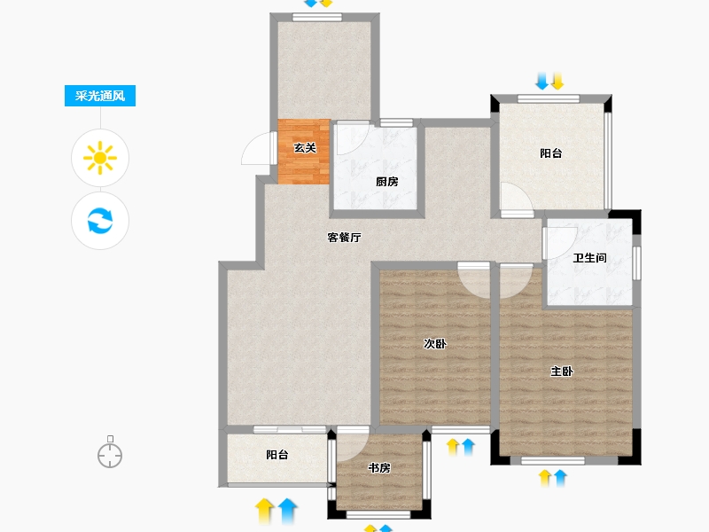 江苏省-无锡市-华宇观澜华府-126.00-户型库-采光通风