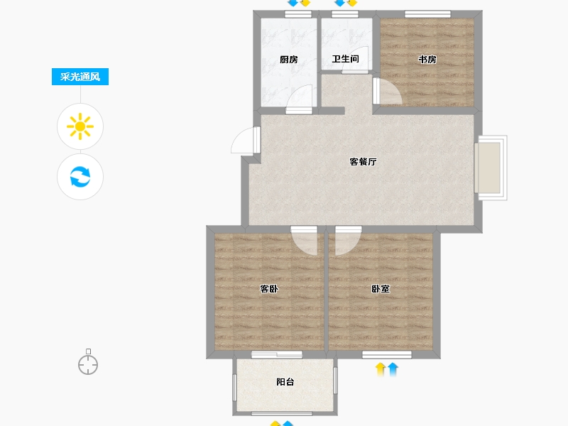 浙江省-宁波市-春江府-82.00-户型库-采光通风