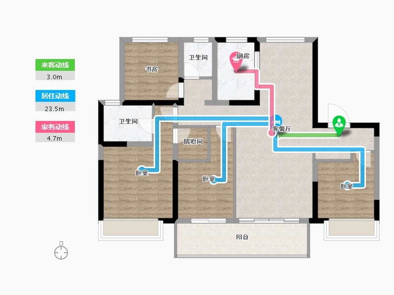 江苏省-宿迁市-华鸿·沁和园-102.00-户型库-动静线