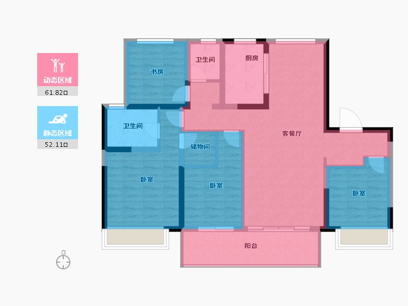 江苏省-宿迁市-华鸿·沁和园-102.00-户型库-动静分区