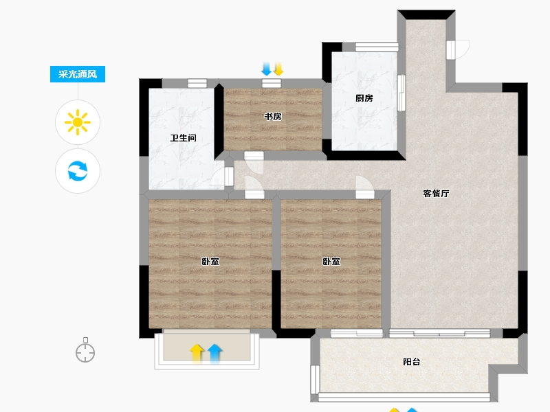 浙江省-宁波市-宋都城投学林新天地-72.00-户型库-采光通风