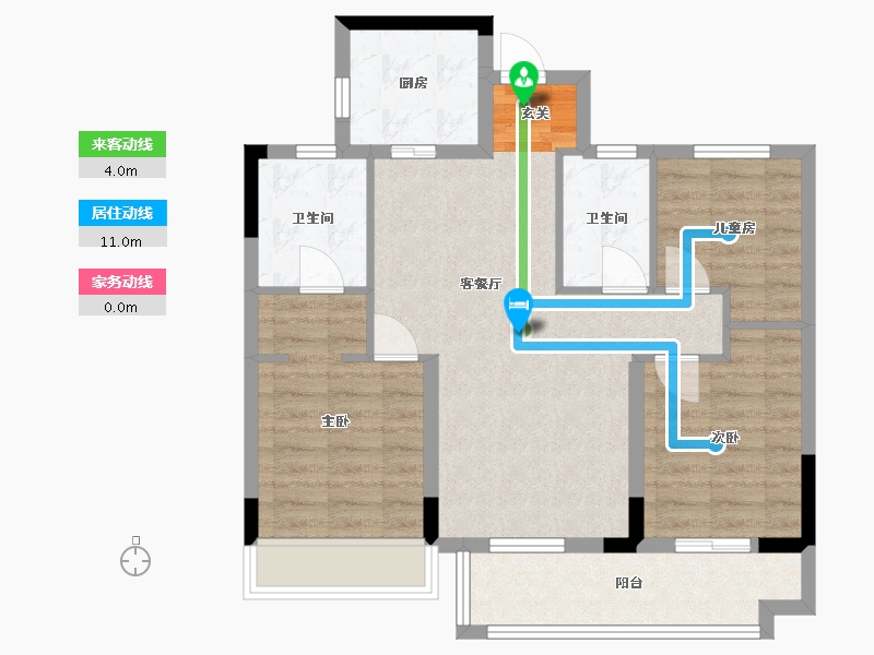 江苏省-淮安市-四季金辉观岚-76.86-户型库-动静线