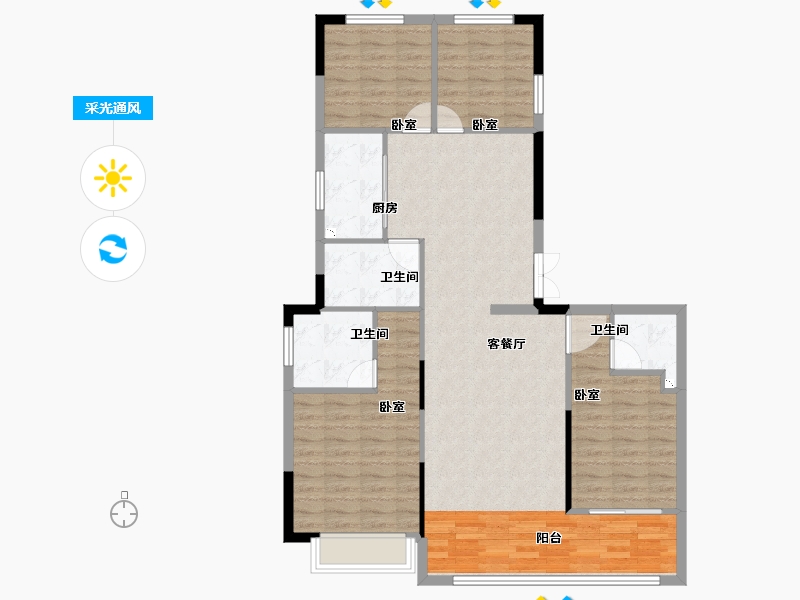 浙江省-金华市-永康一方万达广场-109.01-户型库-采光通风