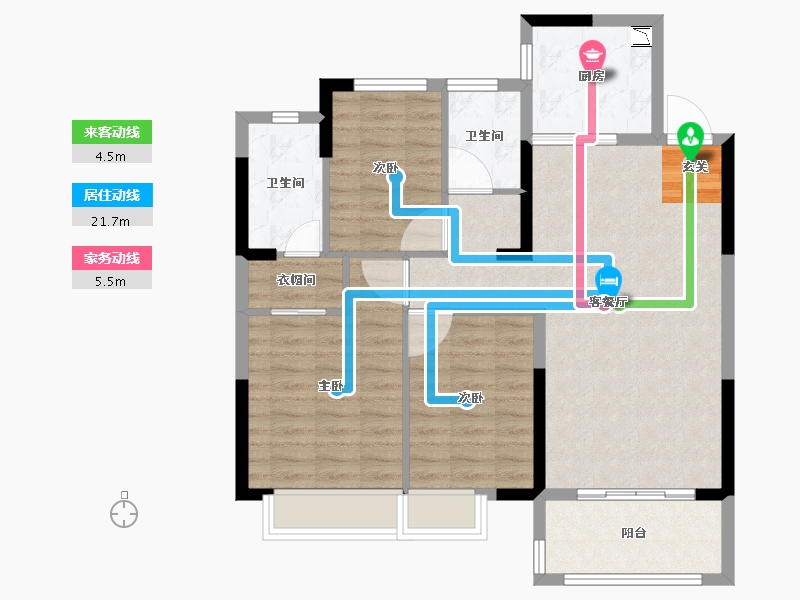 浙江省-台州市-海伦堡雍璟府-87.80-户型库-动静线